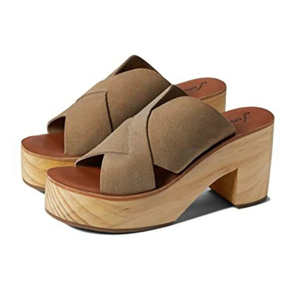 Free People Kora Platform Clog Taupe Suede EU 38 (US Women's 8)